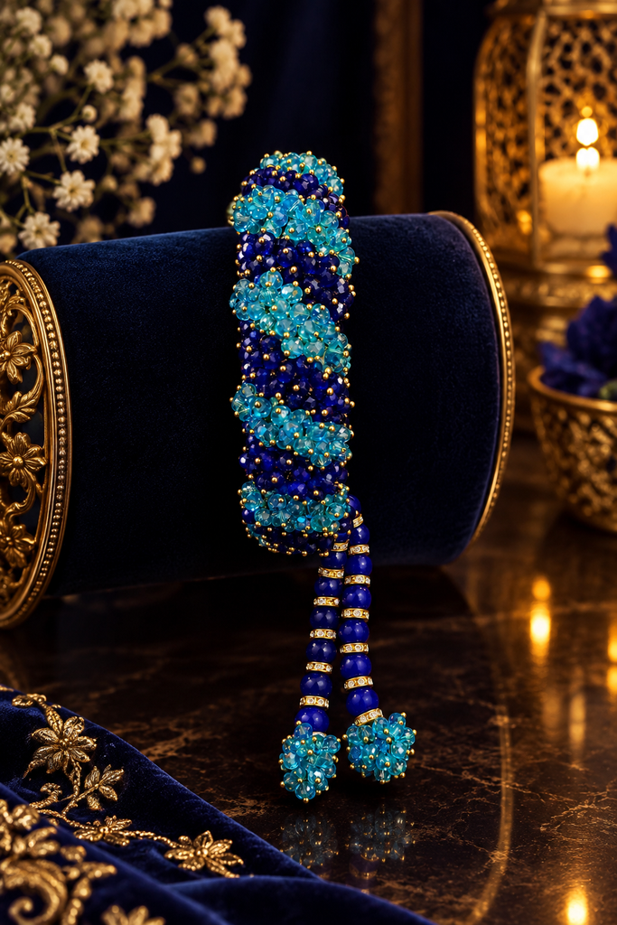 Sapphire Blue Floral Tassel Bangle