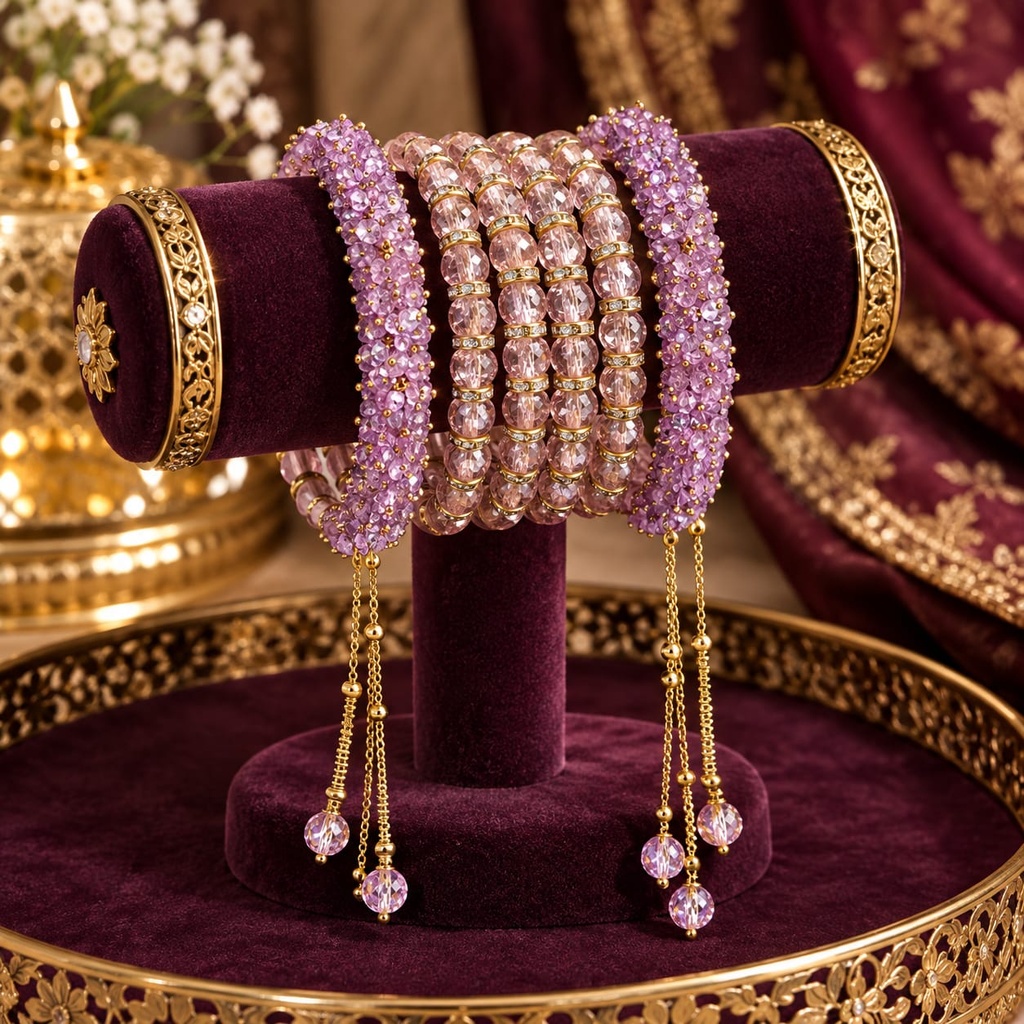 Royal Lavender Blush Crystal Bangle Set