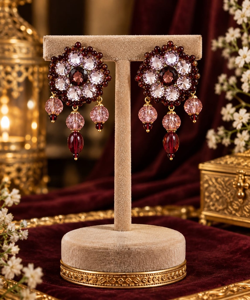 Royal Garnet Crystal Bloom Chandelier