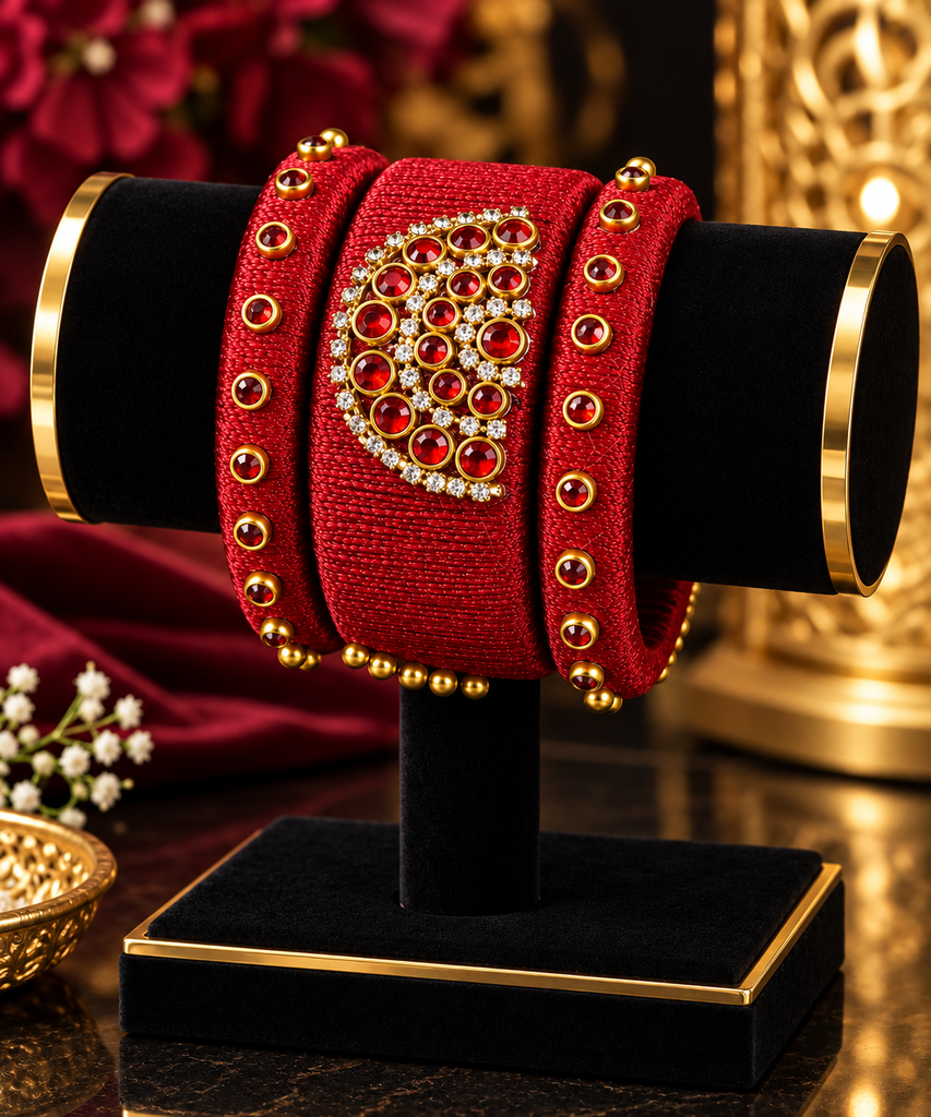 Royal Ruby Kundan Hand-Made Bangles