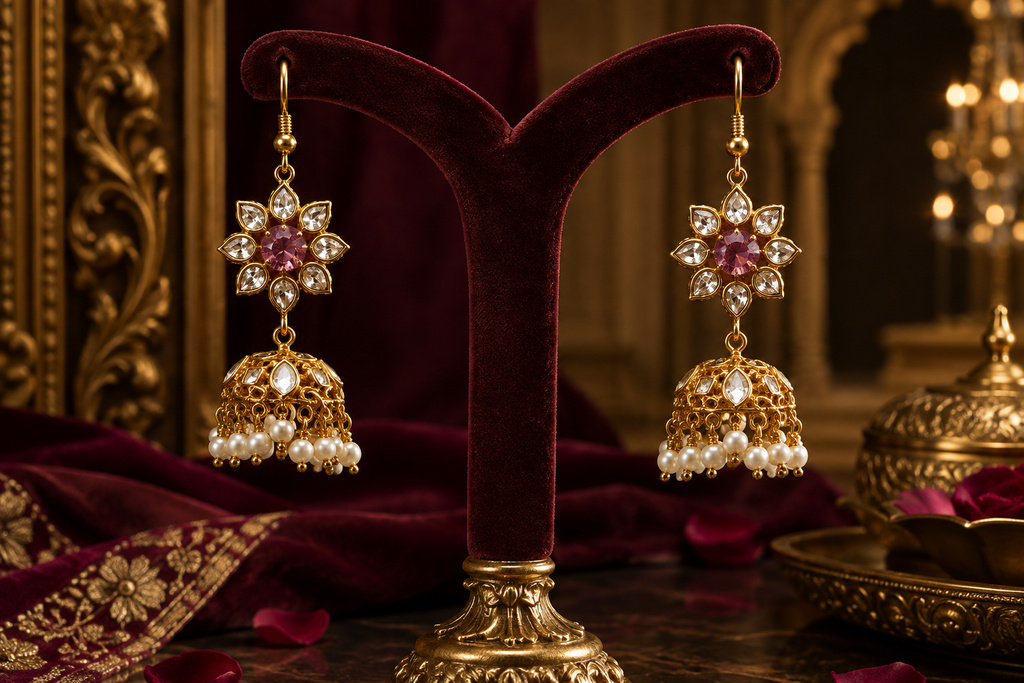 The Royal Gulnaar Kundan Jhumkas