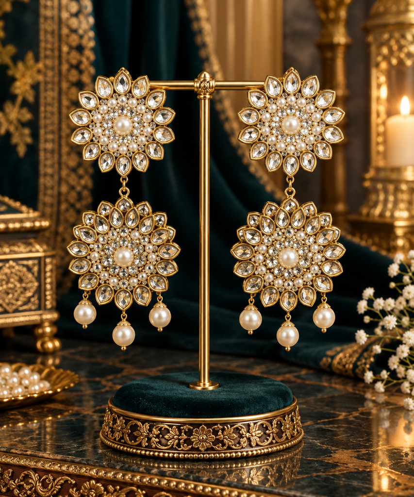 Regal Noor Kundan Pearl Chandeliers