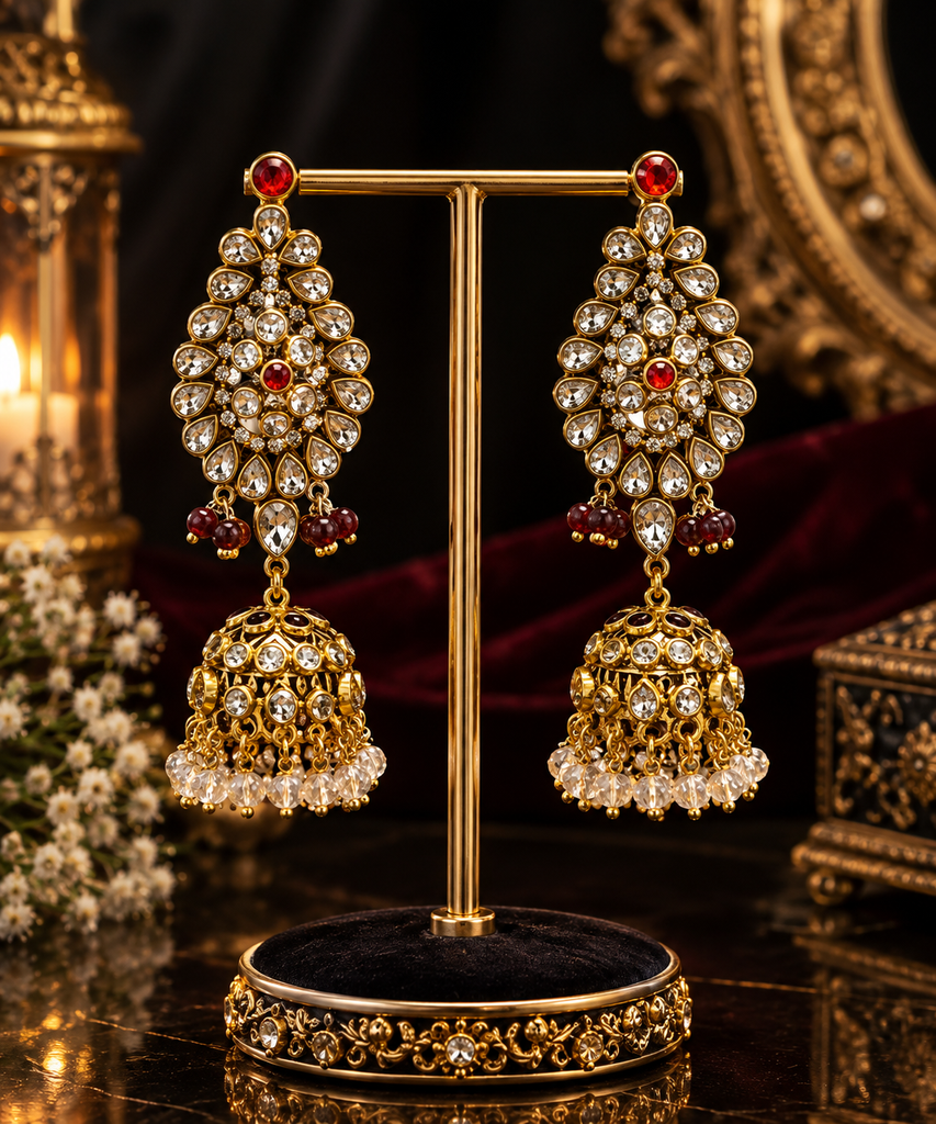 Royal Ruby Kundan Jhumka Earrings
