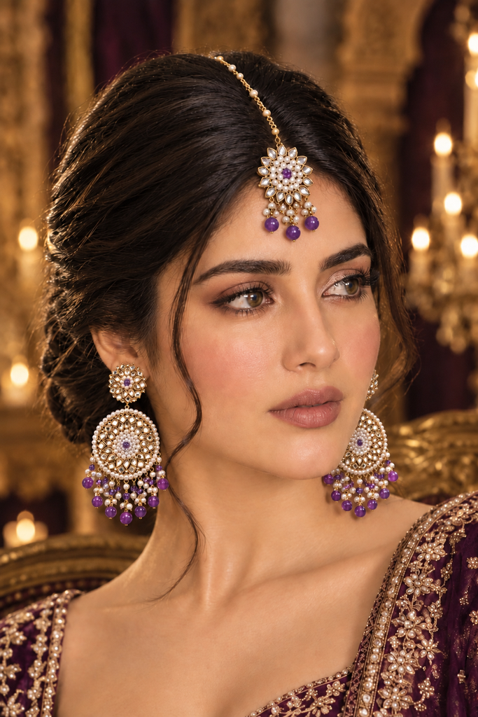 Royal Amethyst Kundan Pearl Jewelry
