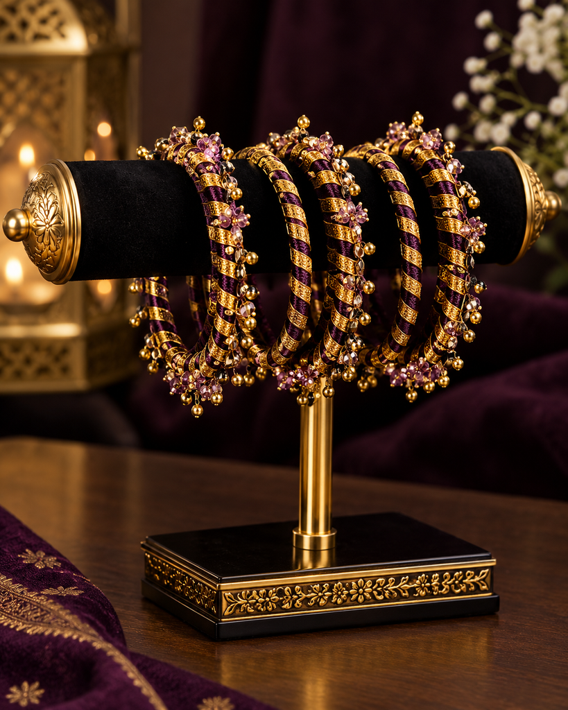 Royal Plum & Gold Heritage Bangles