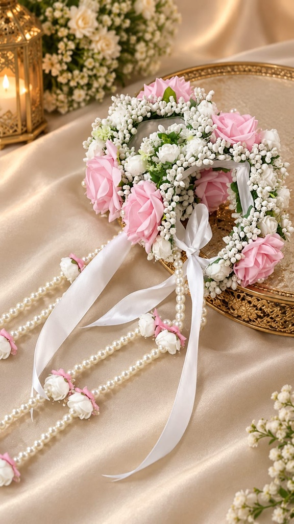 Blush Pearl Rose Bridal Gajra
