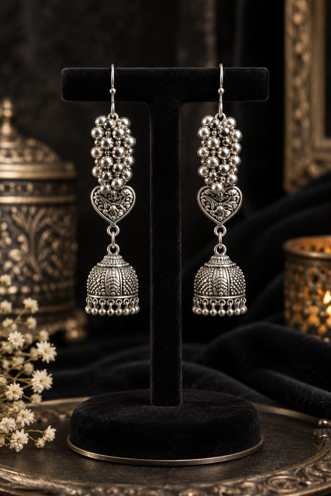 Noor-e-Sultan Silver Jhumkas