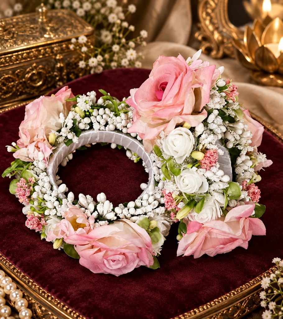 Rosé Pearl Royale Gajra Set