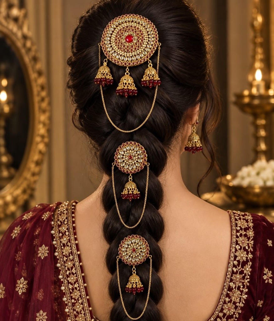 Royal Ruby Kundan Braid Adornment