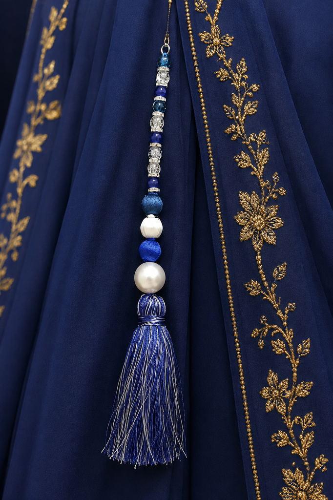Royal Blue and White Beaded Latkan
