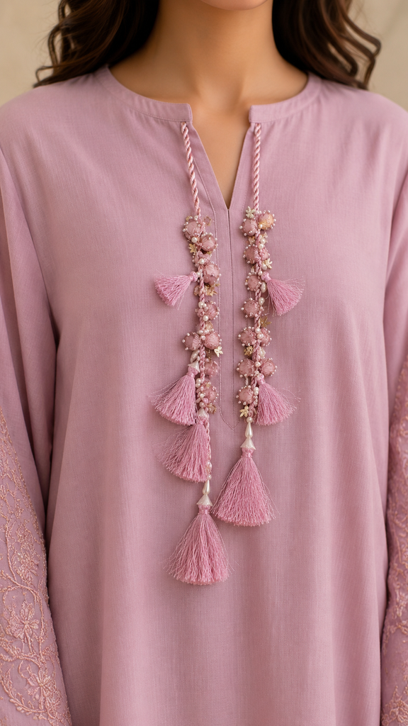 Rose Blush Floral-Embellished Latkan Set