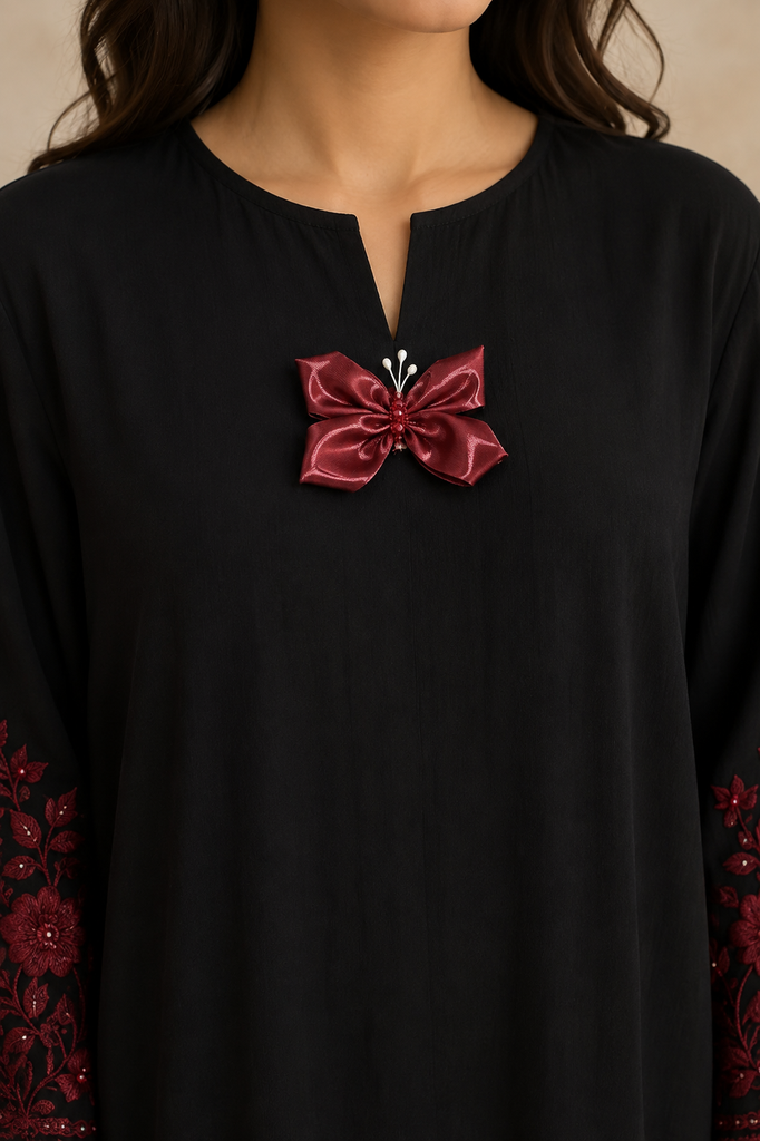 Garnet Glitz Ribbon Butterfly