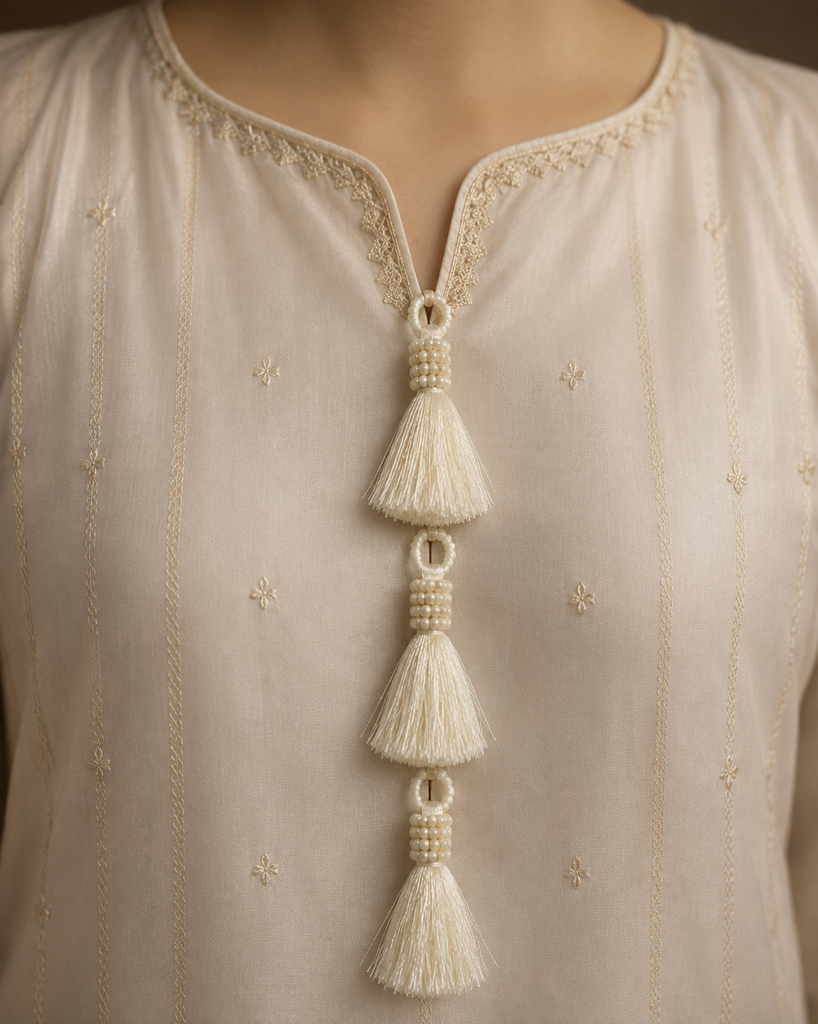 White Resham Silk Tassel