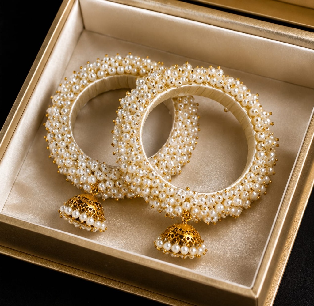Handmade Pearl Gajra Jhumki Bangles