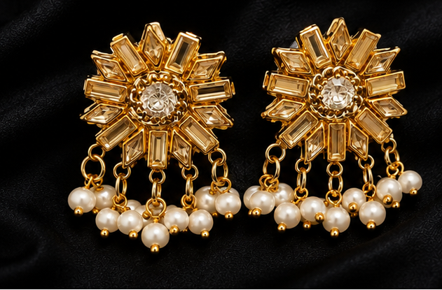 Solar Aura Pearl Dangle Earrings