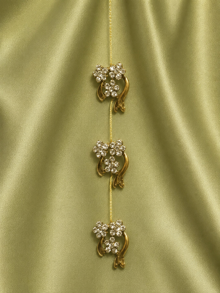 Vintage Gold-Tone Rhinestone Floral Brooch