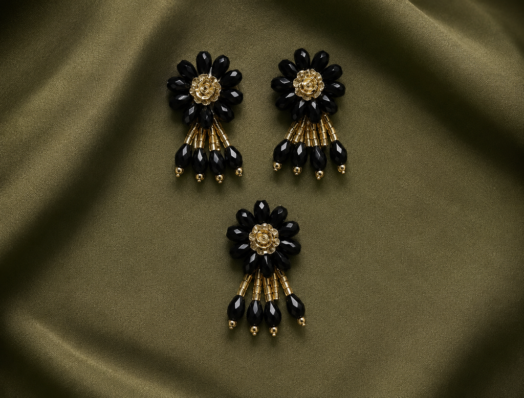 Beaded Floral Tassel Stud