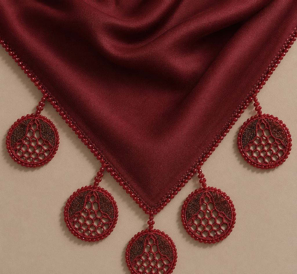 Crimson Lattice Tatted Medallion